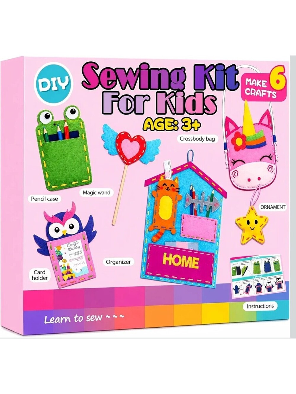 Kids Sewing Kit for Beginners 6-in-1 DIY Felt Craft Kit with Unicorn Bag
